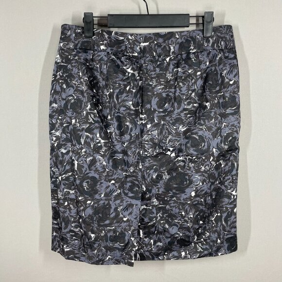 NEW Ann Taylor Loft Skirt Womens 10 black gray floral pencil straight - Picture 5 of 7
